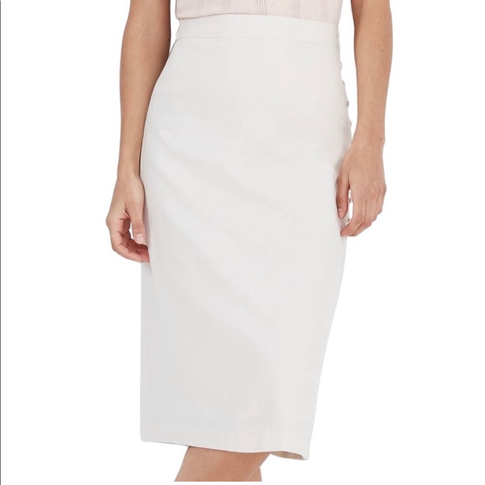 Madewell button slit midi skirt white